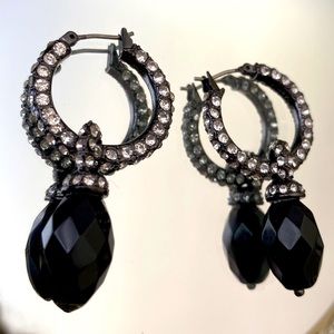 Rhinestone hoops with dangle bead